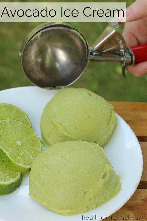 Avocado Ice Cream Recipe - This ice cream is made from avcados and just 2 other ingredients! It is gluten free, dairy free and free of refined sugar. Super healthy delicious dessert! #dairyfree #nodairy #glutenfree #paleo #realfood #avocado #avocadorecipe #avocadoicecream #avocadoicecreamrecipe