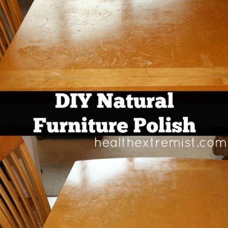 Natural Homemade Furniture Polish - This DIY furniture polish is easy to make with just olive oil and vinegar. It will remove scuff marks, water marks and leaves your table shiny like new!