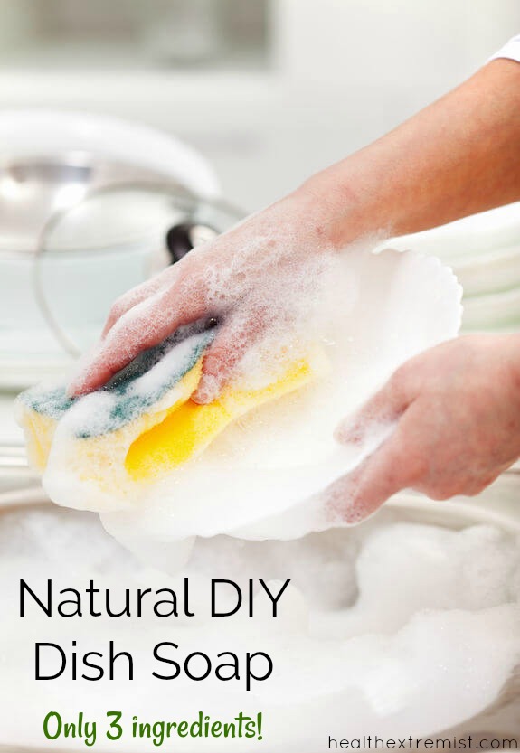 All Natural DIY Homemade Dish Soap with Only 3 Ingredients - It is great for cleaning dishes and is gentle on your skin with no chemicals.