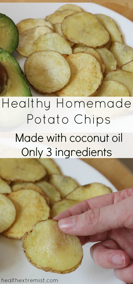 How to Make Healthy Homemade Potato Chips with Coconut Oil - Only 3 ingredients! Gluten free, grain free, paleo
