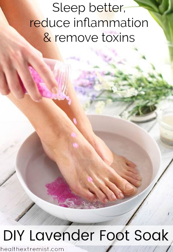 DIY Lavender Foot Soak with Epsom Salt - Use this at night time to sleep better, reduce inflammation, and relax