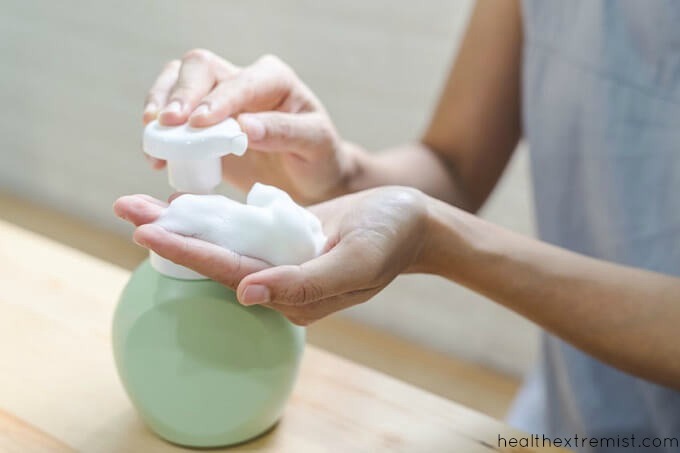 All Natural DIY Foaming Hand Soap - Made with only 3 ingredients. Easy and inexpensive to make this DIY foaming hand soap!