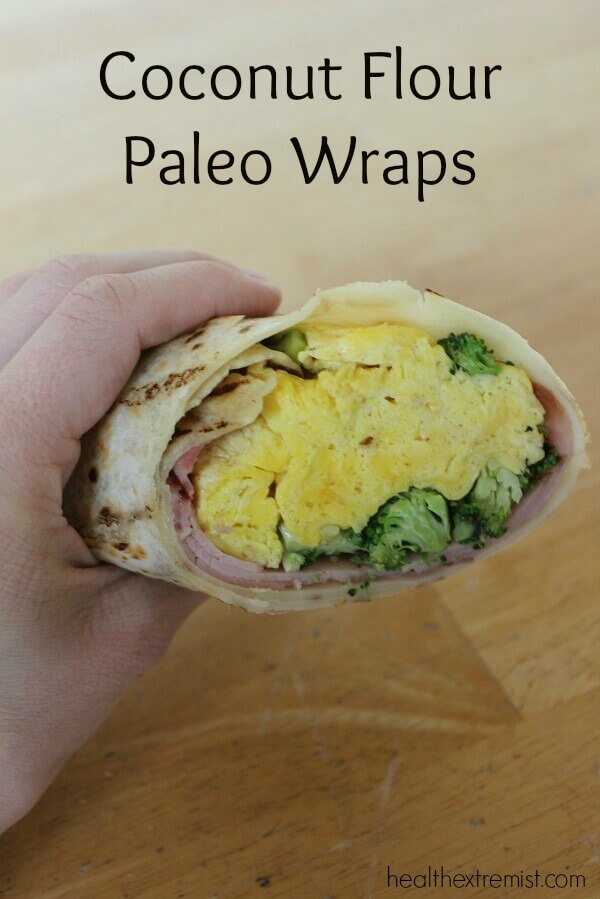 Coconut Flour Paleo Tortilla Wrap Recipe - Super easy to make with just 4 ingredients! The paleo wraps are soft and foldable.