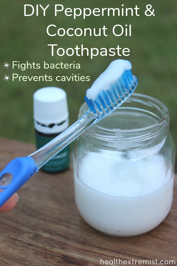 Make your own peppermint and coconut oil toothpaste with just a few simple ingredients. This toothpaste helps fight bacteria and preventing cavities while leaving you with minty fresh breath. #diy #homemade #homemadetoothpaste #diytoothpaste #diypepperminttoothpaste #natural #allnaturaltoothpaste