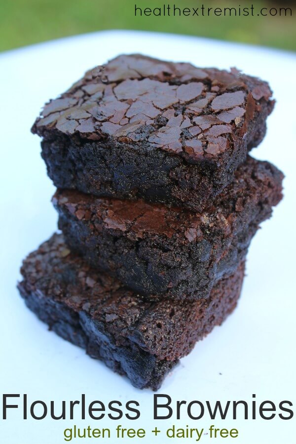 Delicious Stacked Flourless Brownies - These flourless brownies are soft, moist and delicious! They are gluten free, grain free, and paleo.