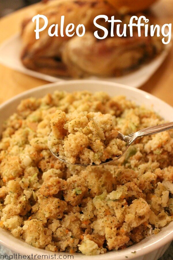 Recipe for Paleo Stuffing Made with Coconut Flour Bread - This recipe for paleo stuffing is soft, fluffy and moist.