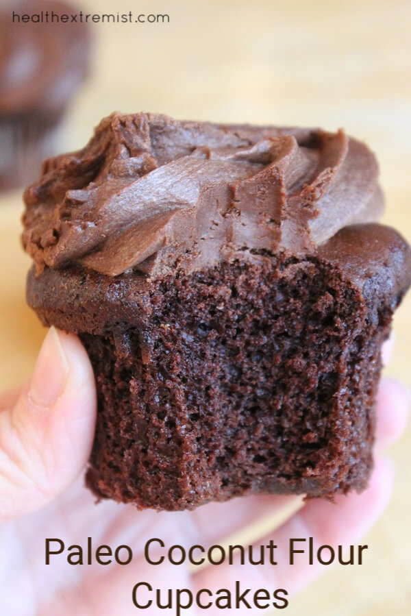 Paleo Coconut Flour Chocolate Cupcakes - Delicious, soft, fluffy, and moist paleo cupcakes sweetened naturally with raw honey.